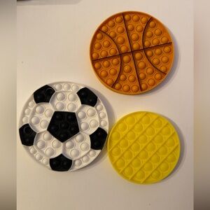 Pop Fidget Toy Set - Basketball, Soccer, and Yellow Circle
